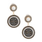 Gold Black Round Greek Key Charm Earrings