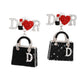 Black Silver Designer Handbag Charm Earrings