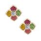 Multi Color Luxury French Designer Flower Studs