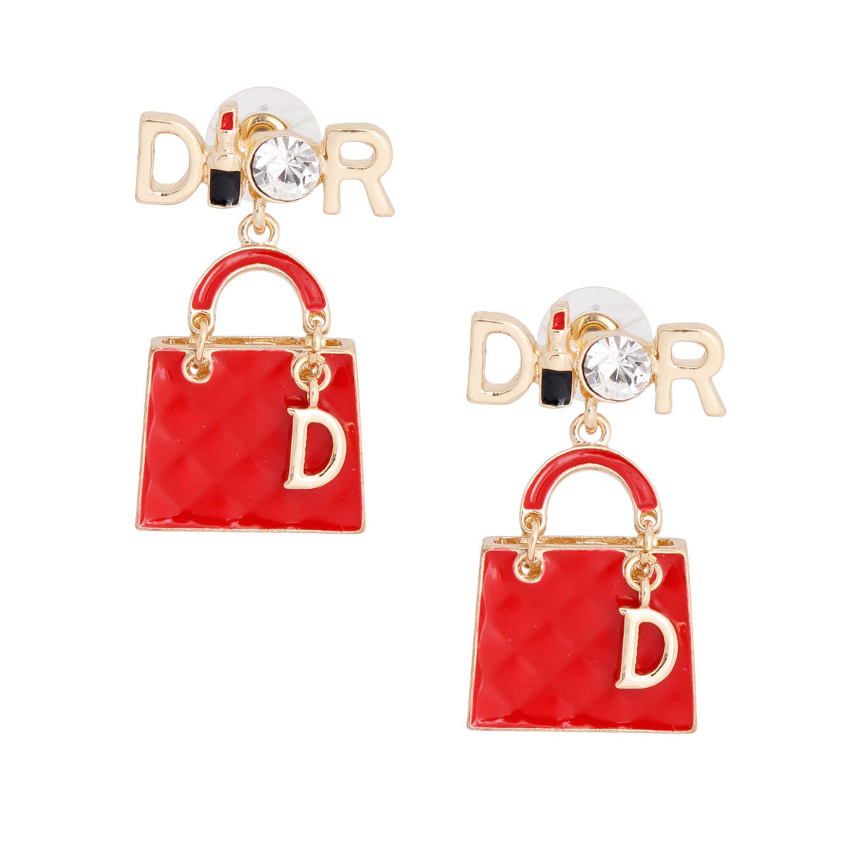 Red Dangle Handbag Earrings