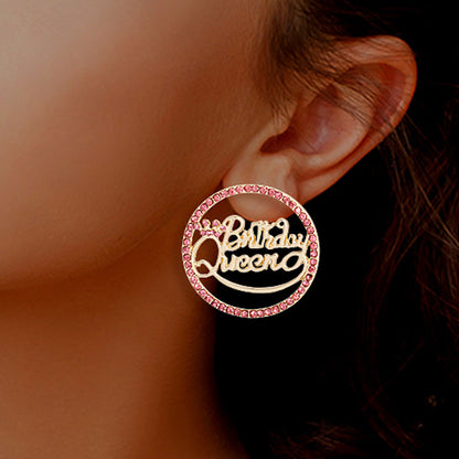 Pink Birthday Queen Studs