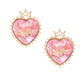 Gold Pink Crystal Heart Studs