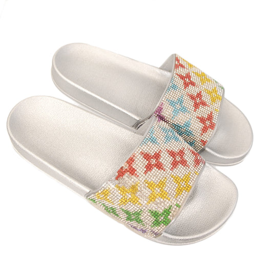 Size 11 Louis Vuitton Silver Slides