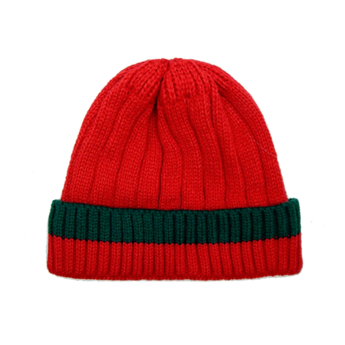 Red Rib Knit Beanie