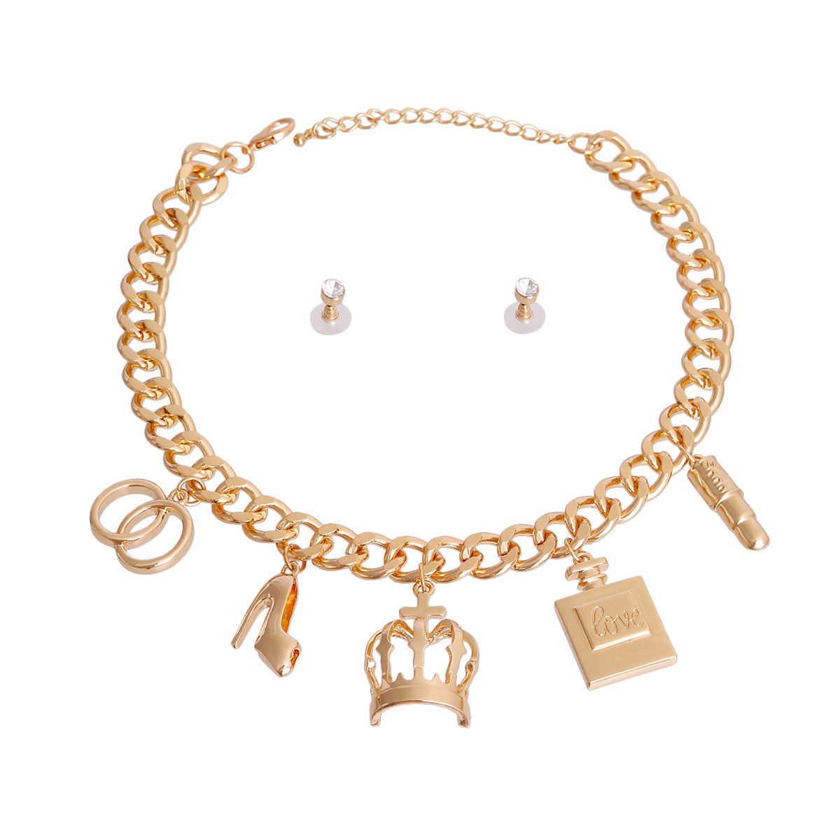 Gold Heavy Designer Charm Necklace