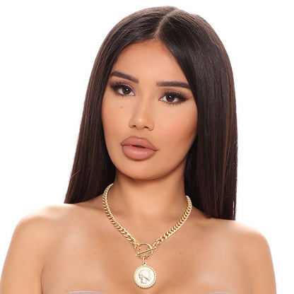 Gold Chain Coin Toggle Necklace