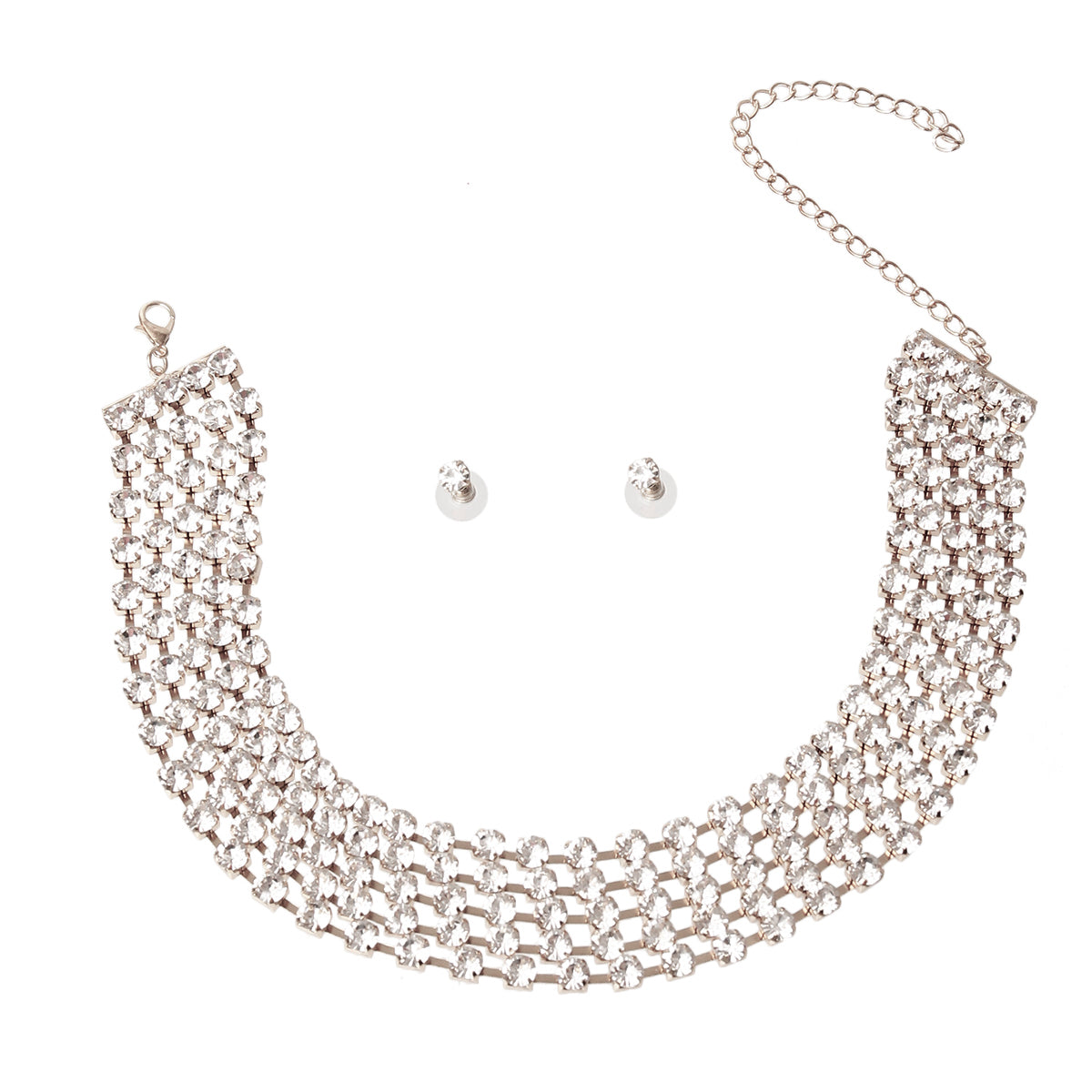 Rhinestone Choker Necklace Set