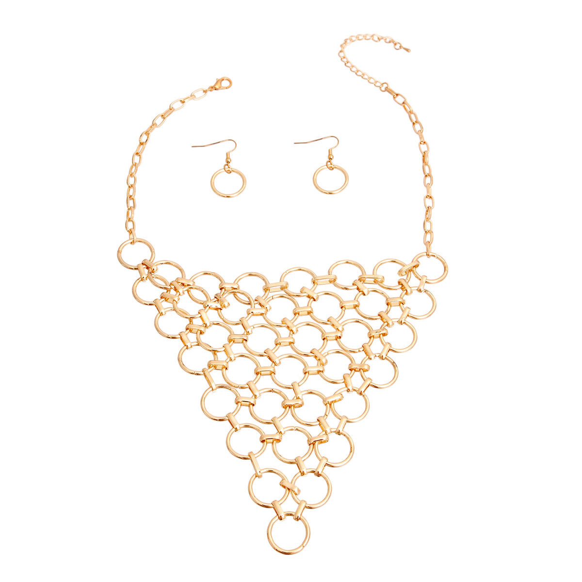 Gold Ring Bib Necklace