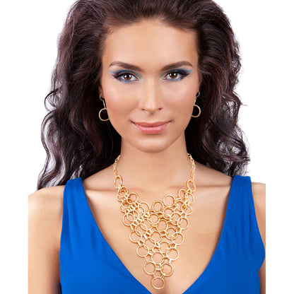 Gold Ring Bib Necklace