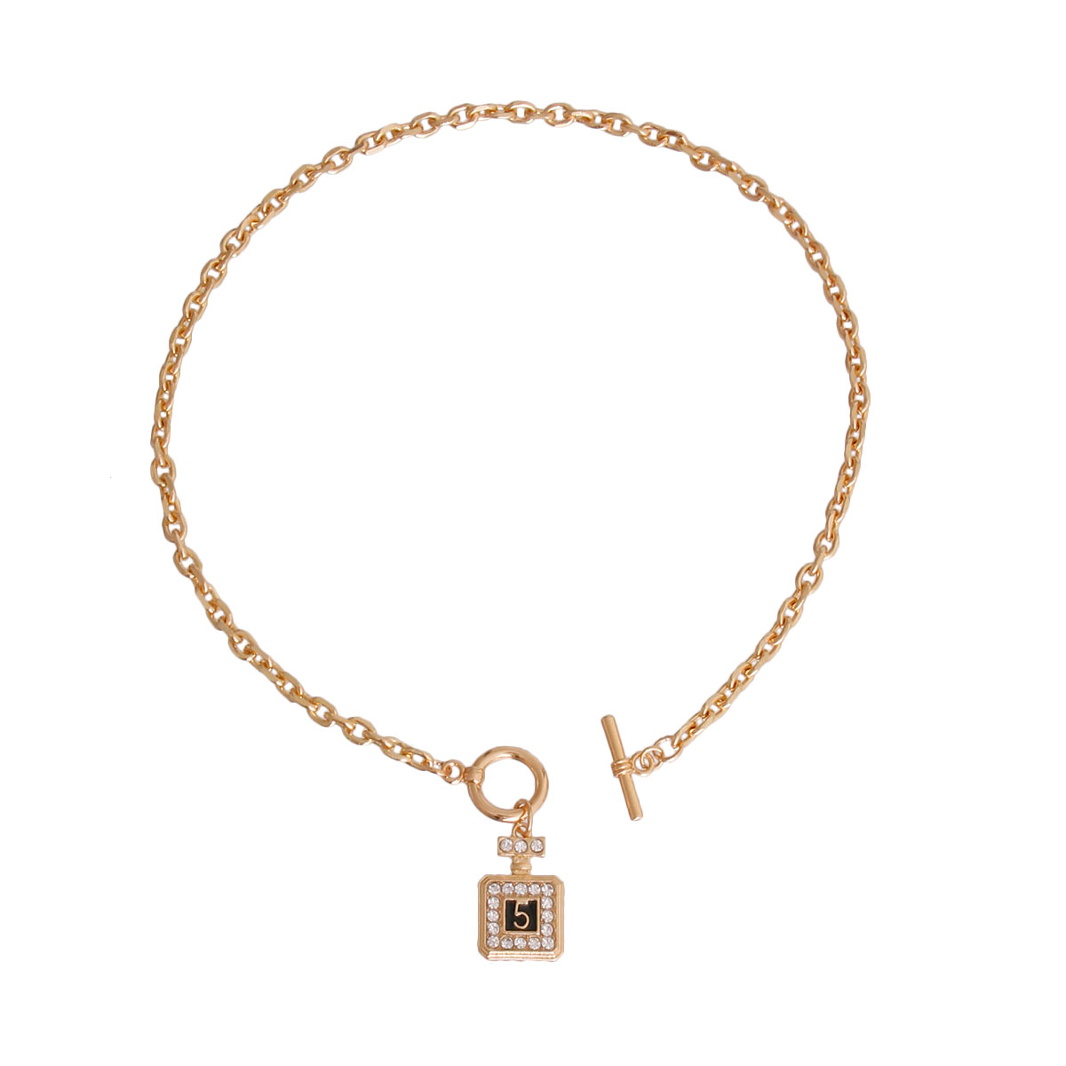 Gold 5 Perfume Toggle Necklace