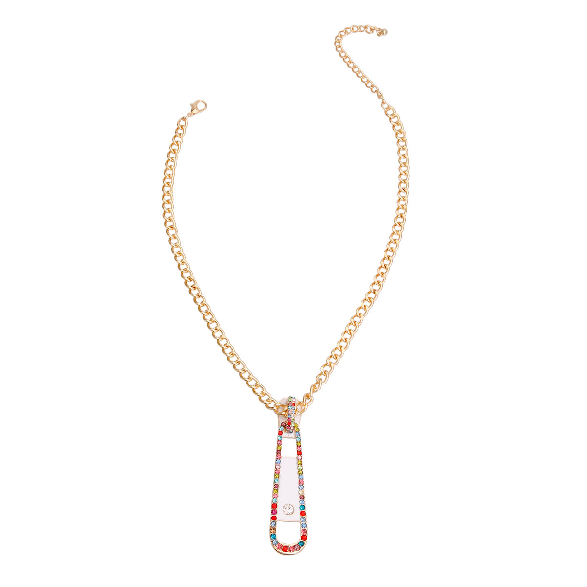 Multi Color Zipper Pendant Necklace