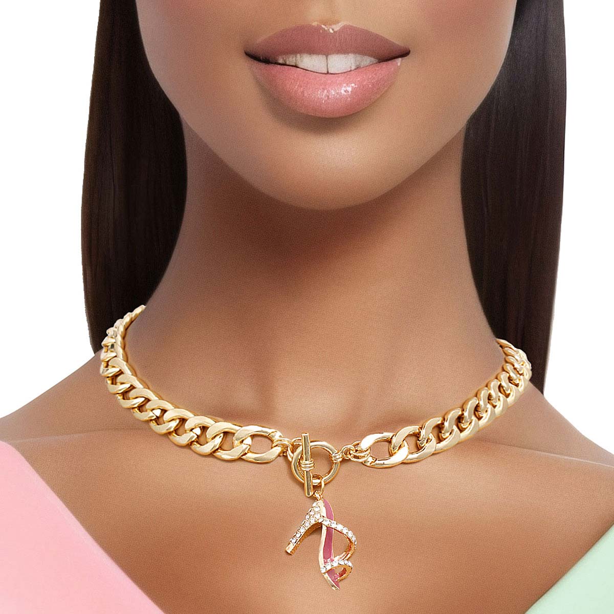 Toggle Pink High Heel Necklace