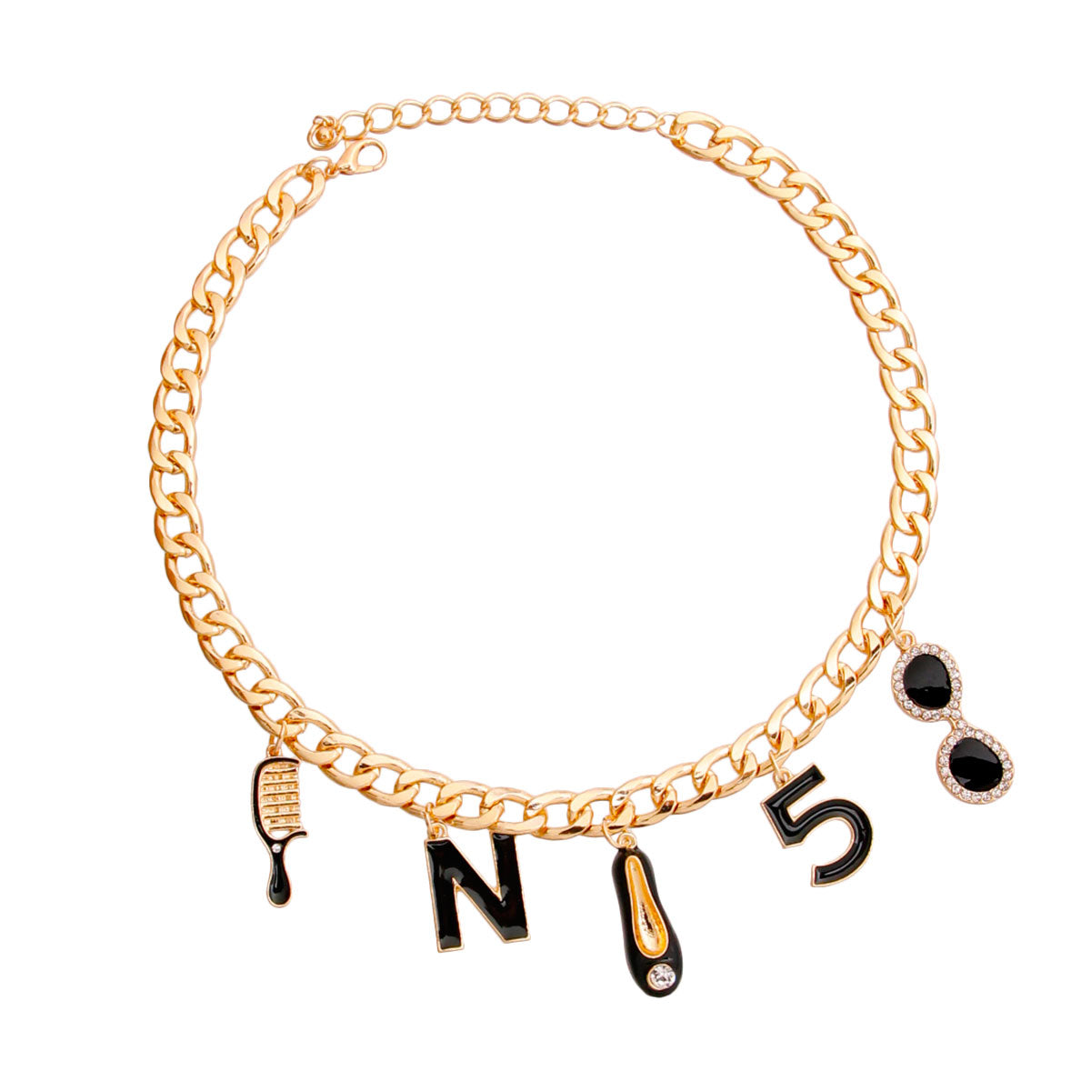 Gold Black Luxury Shoe Charm Necklace