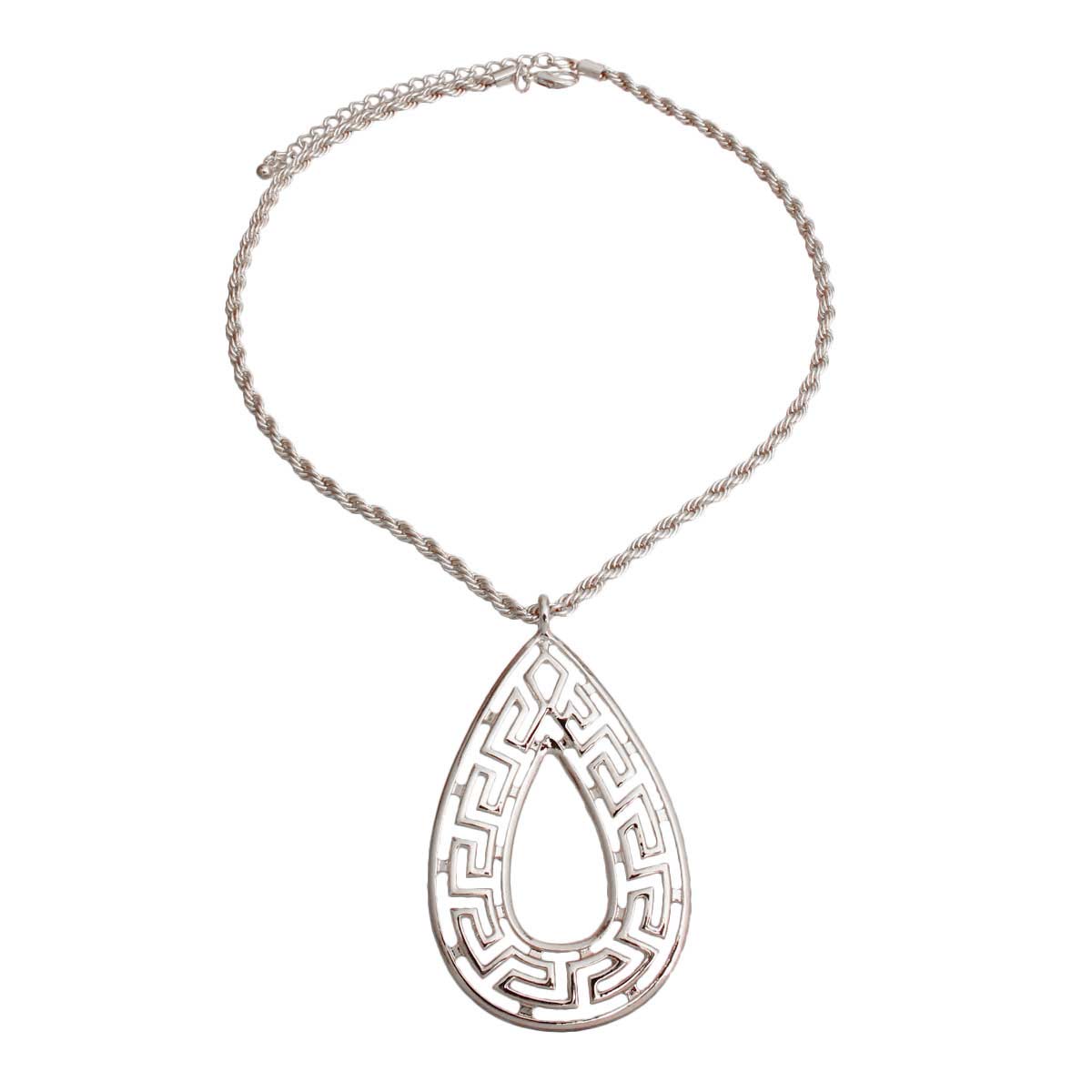 Silver Greek Teardrop Necklace