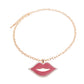 Pink Lips Gold Chain Necklace