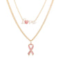 Gold Love Pink Ribbon Chain