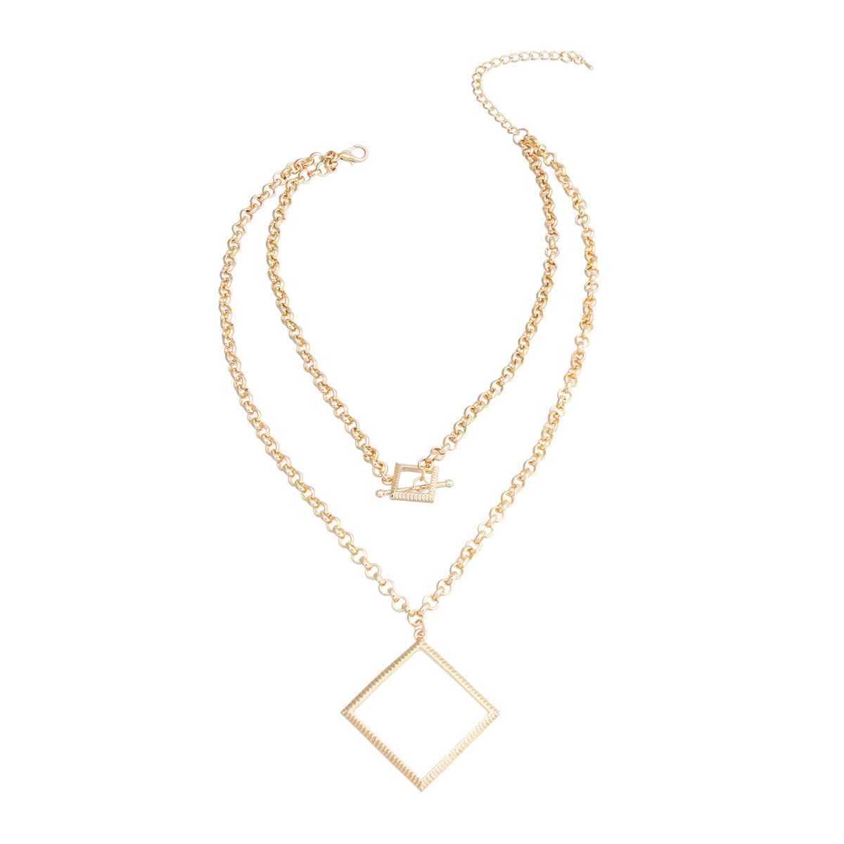 Gold Layered Diamond Toggle Necklace