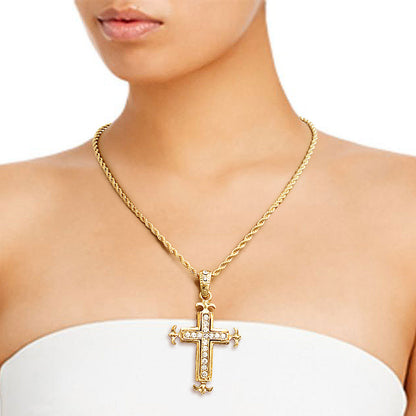 Gold Fleur de Lis Cross Necklace