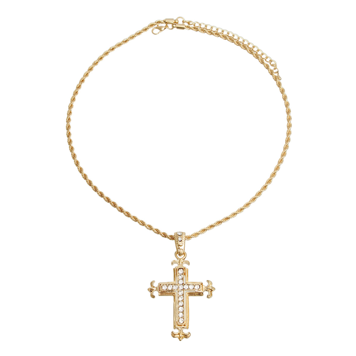 Gold Fleur de Lis Cross Necklace