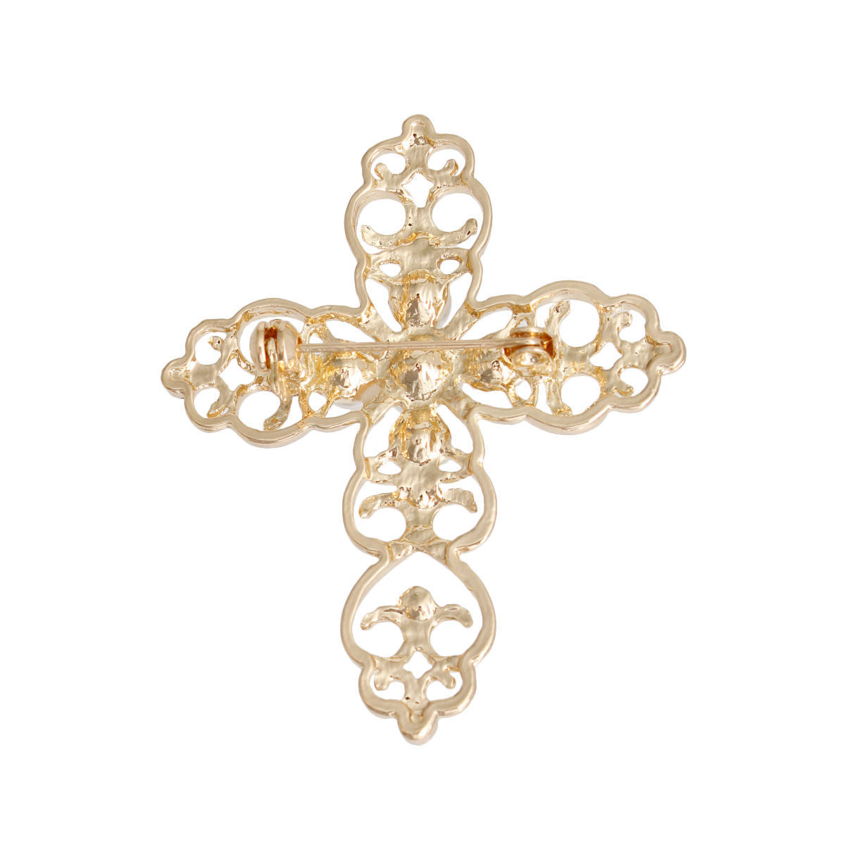 Gold Filigree Cross Brooch