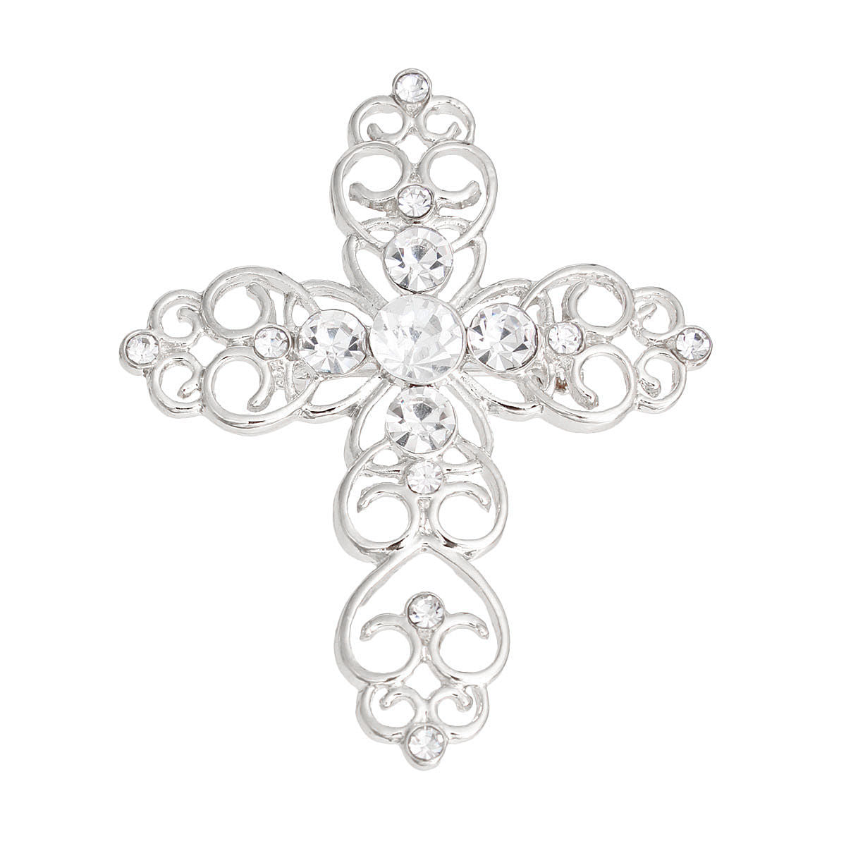 Silver Filigree Cross Brooch