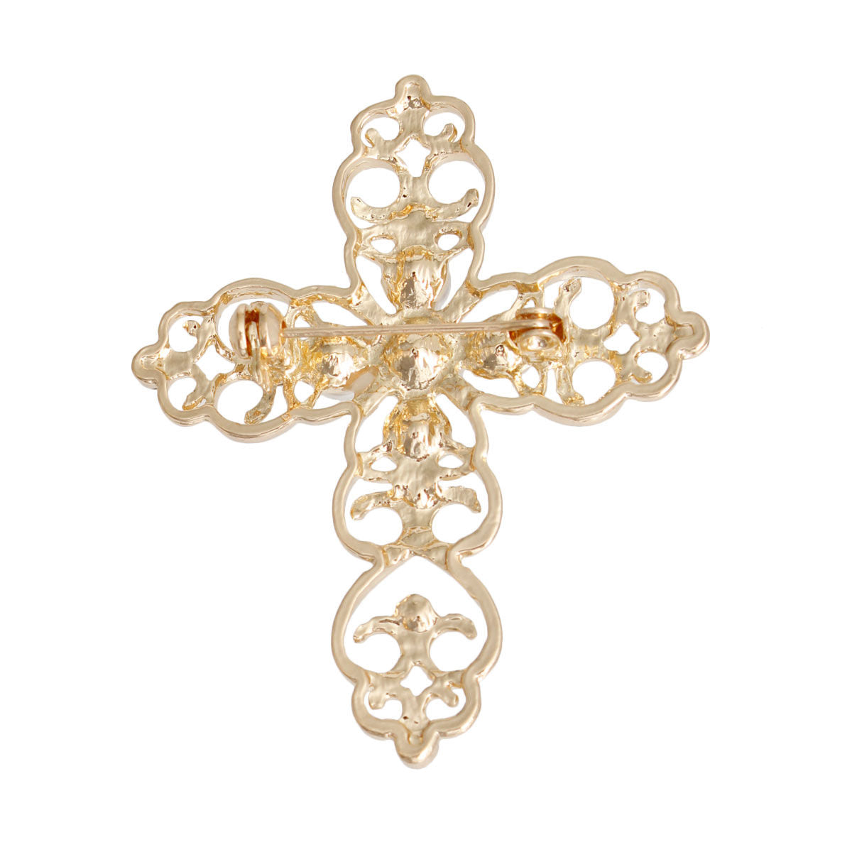 Cream Filigree Cross Brooch