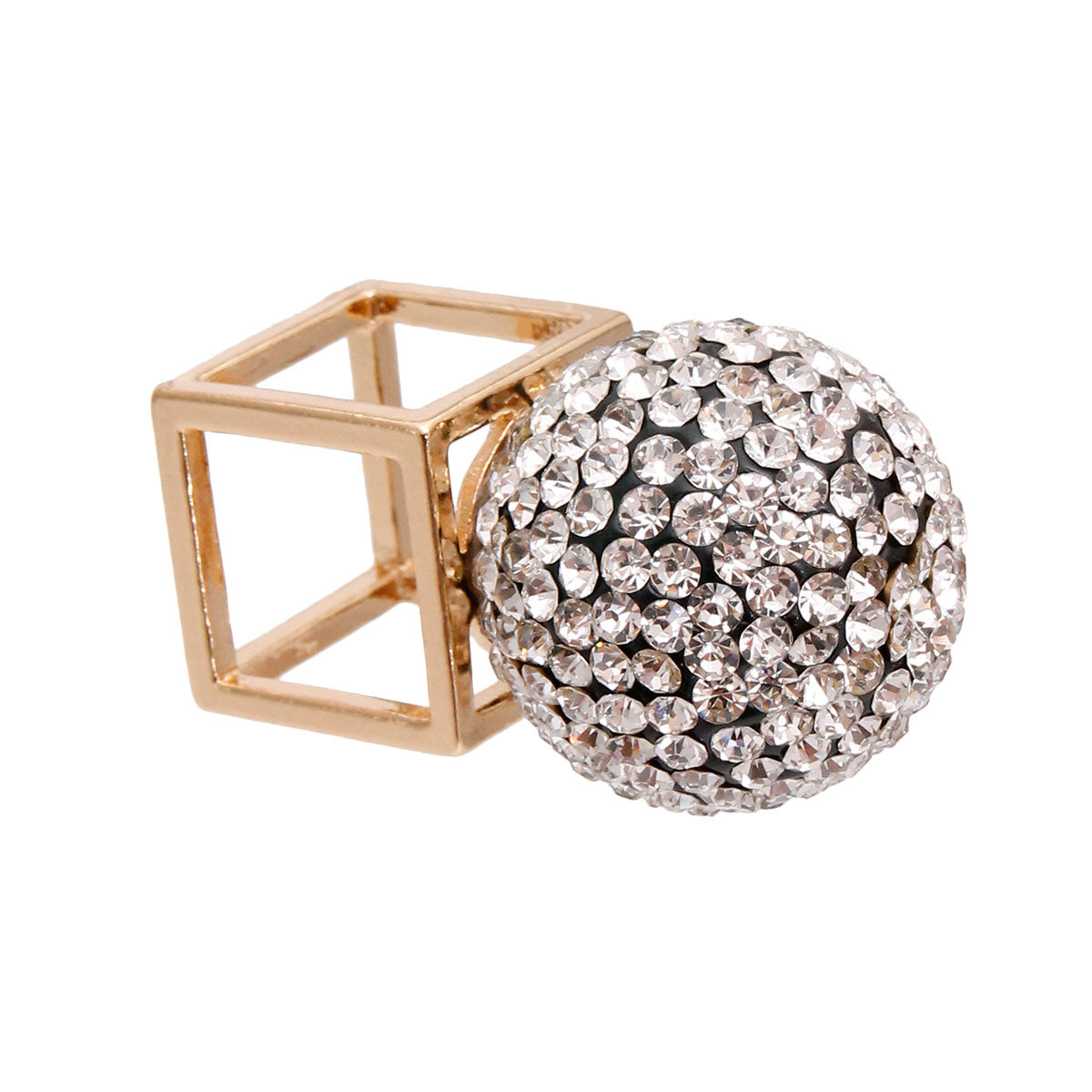 Gold Rhinestone Disco Ball Ring