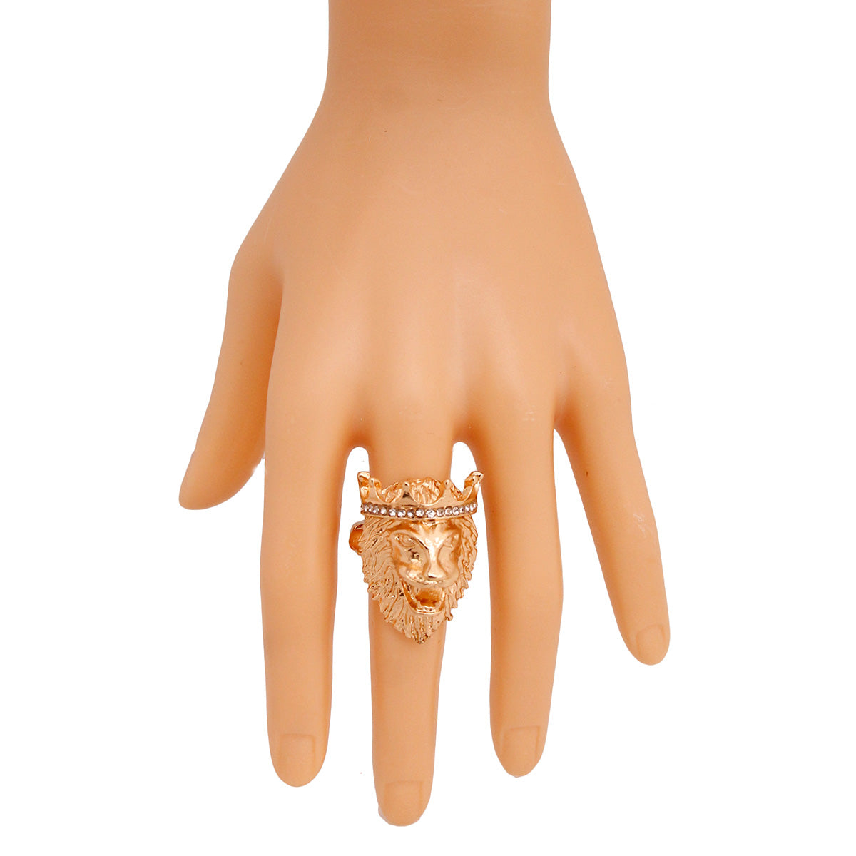 Gold Designer Crowned Lion Ring