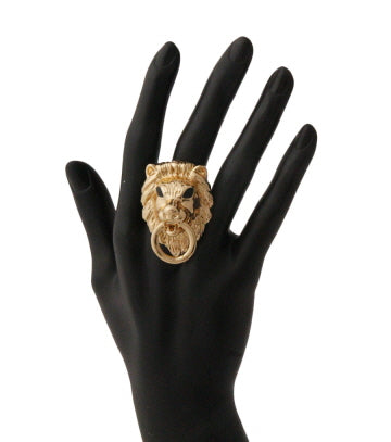 Large Gold Lion Door Knocker Designer Inspired Stretch Ring