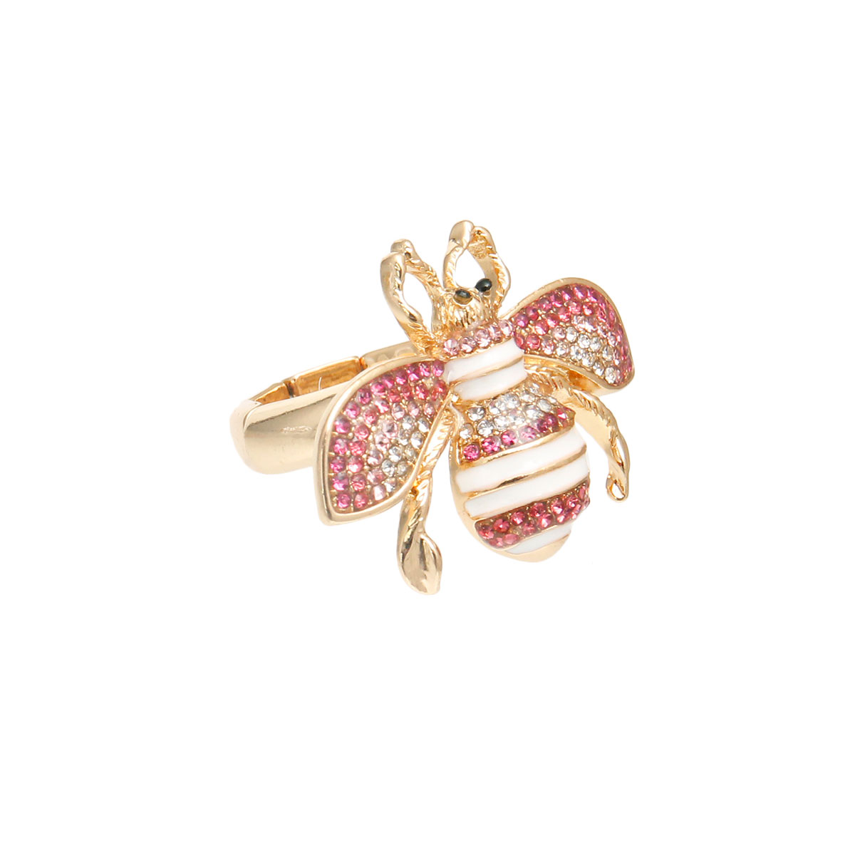 Pink Rhinestone Bee Ring