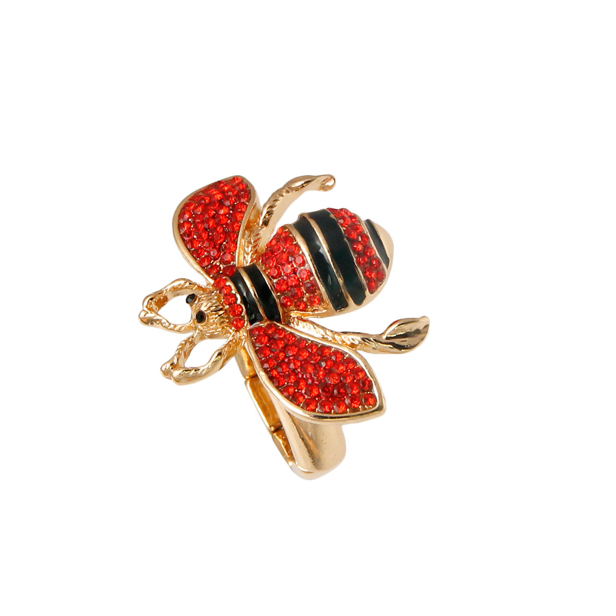 Red Rhinestone Bee Ring