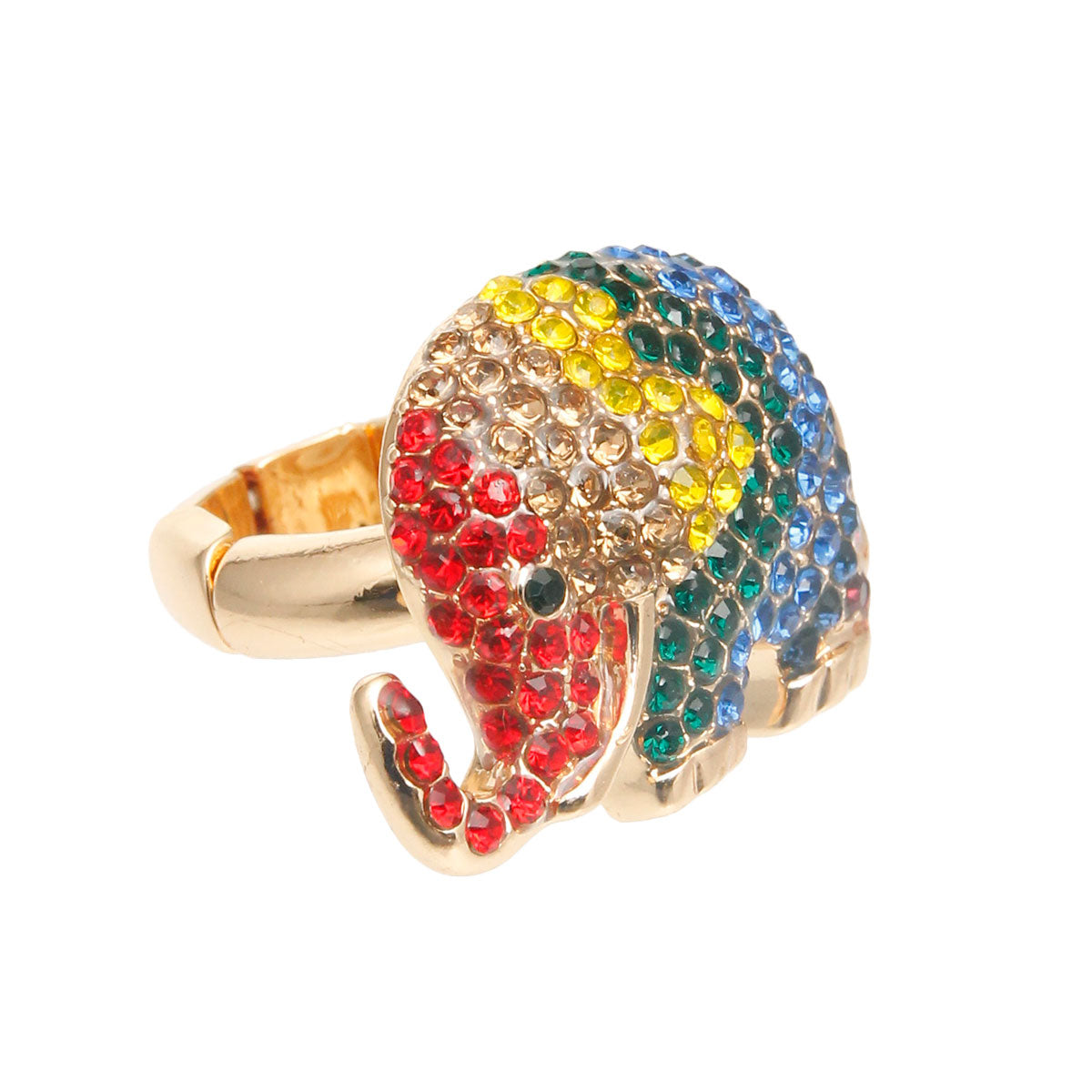 Rainbow Rhinestone Elephant Ring