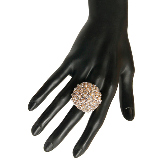 Gold Pearl and Rhinestone Ring