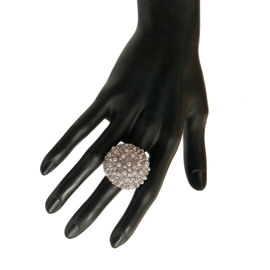 Silver Pearl and Rhinestone Ring