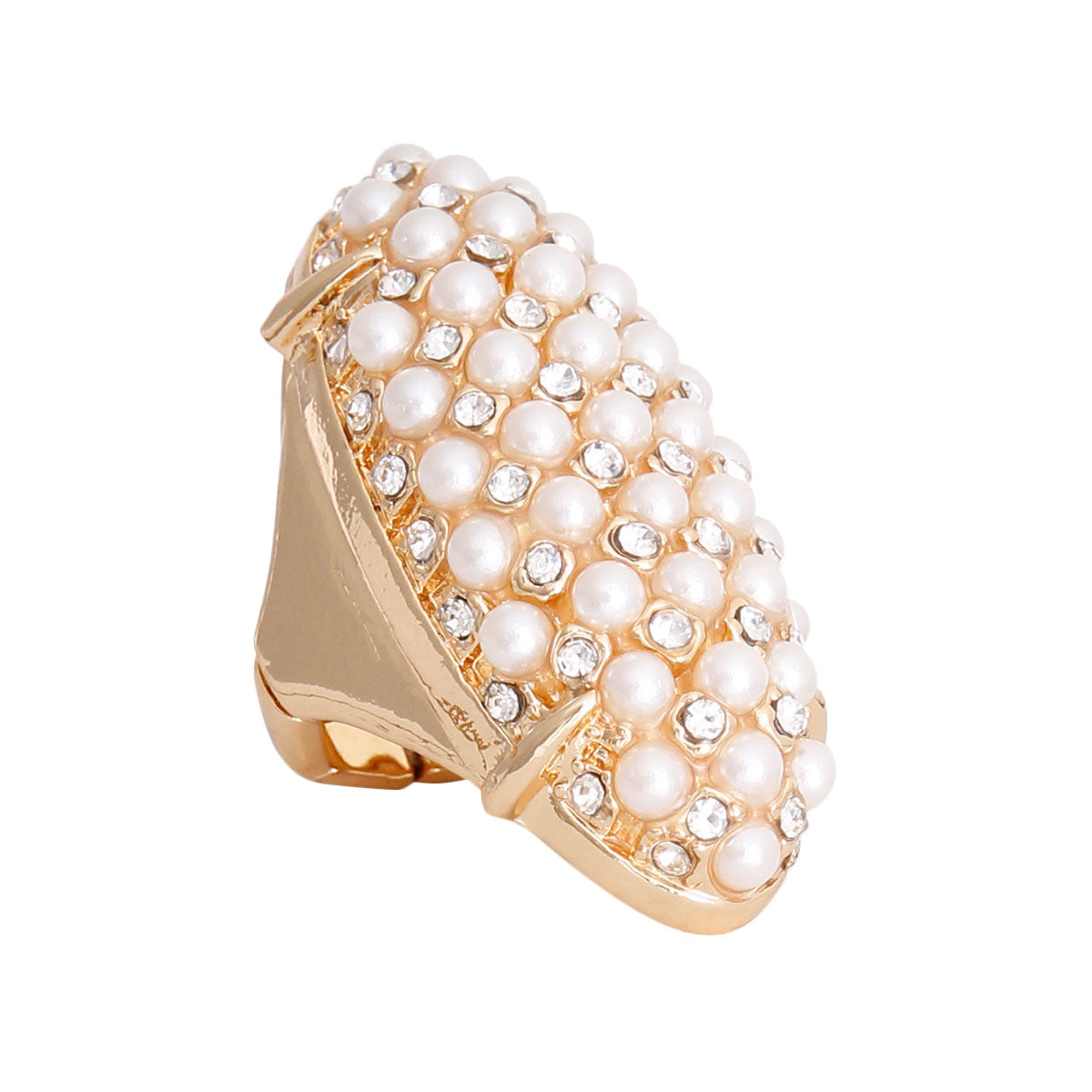 Elongated Cream Pearl Ring