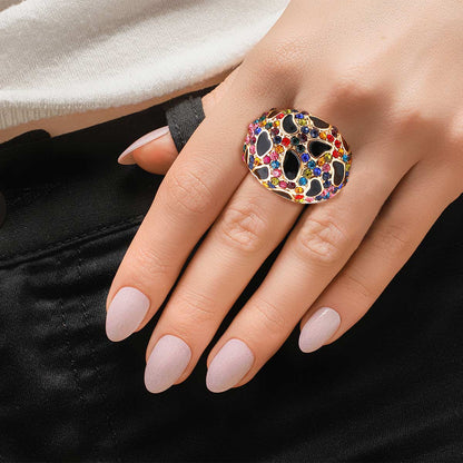 Gold Multi Color Dome Leopard Ring