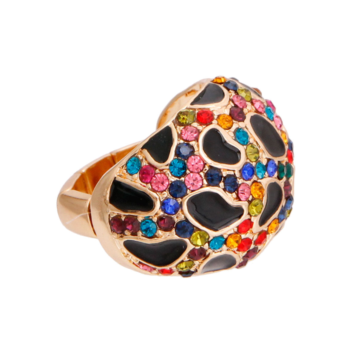 Gold Multi Color Dome Leopard Ring