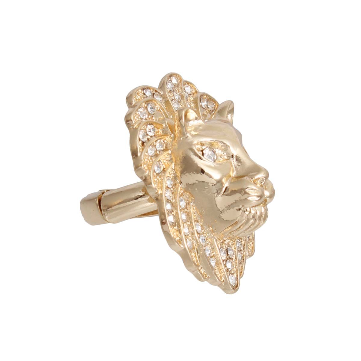 Gold Lion Head Cocktail Ring