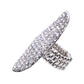 Rhinestone and Silver Long Oval Ring