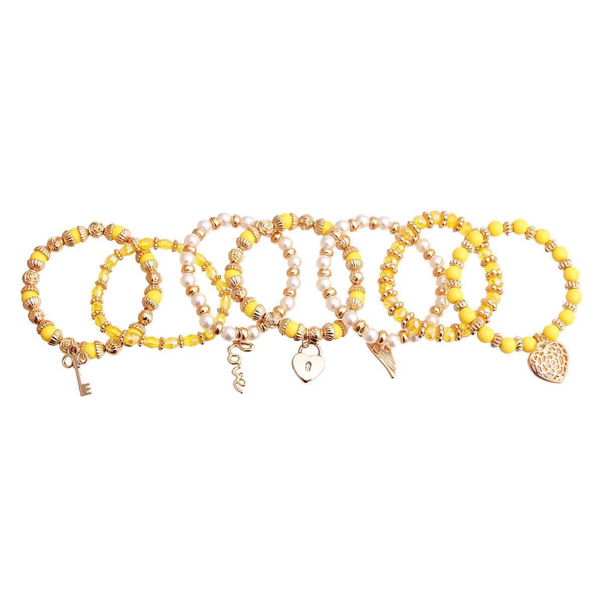 Yellow and Pearl Love Bracelets