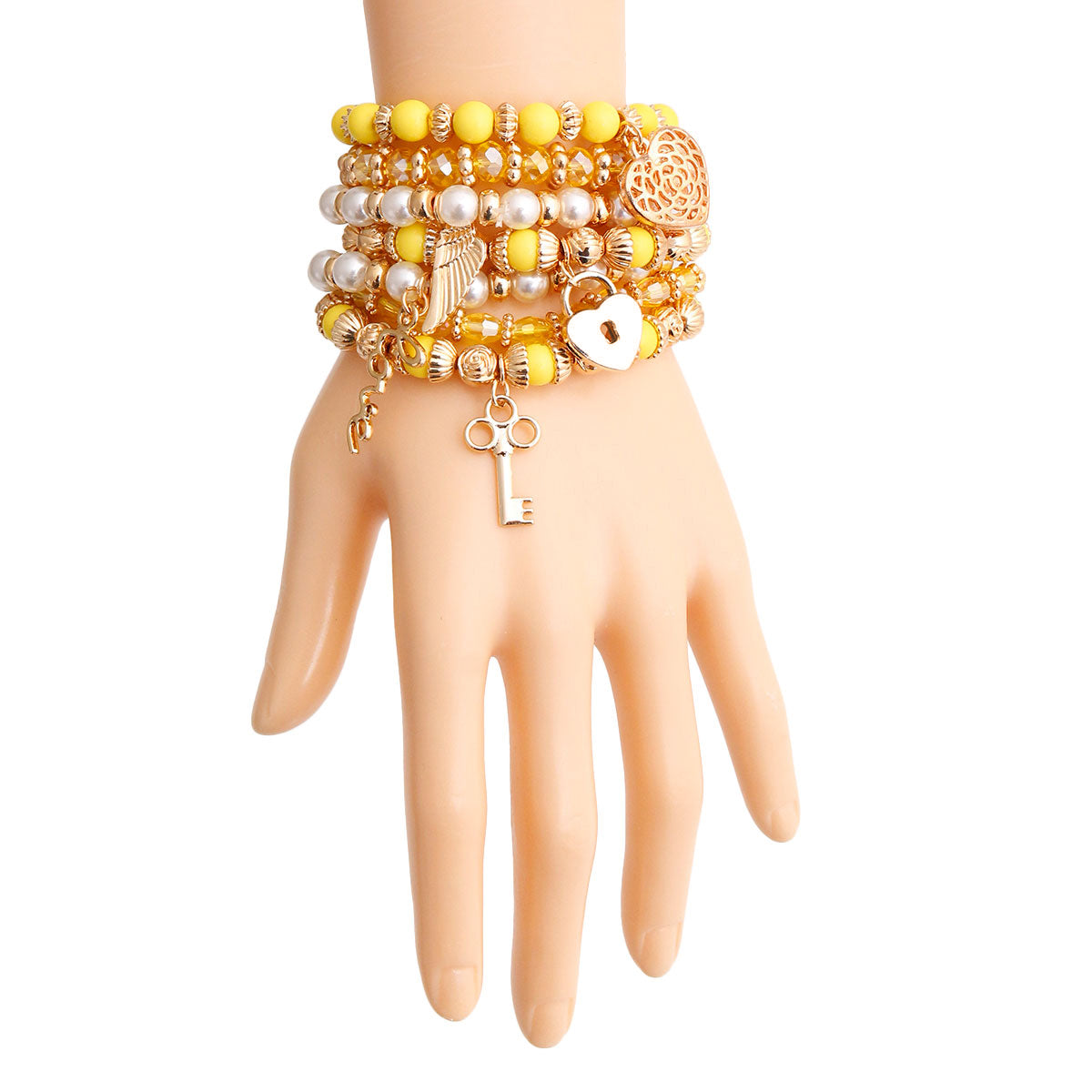 Yellow and Pearl Love Bracelets
