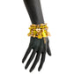 Yellow and Gold Bead Love Charm Stretch Bracelet Set