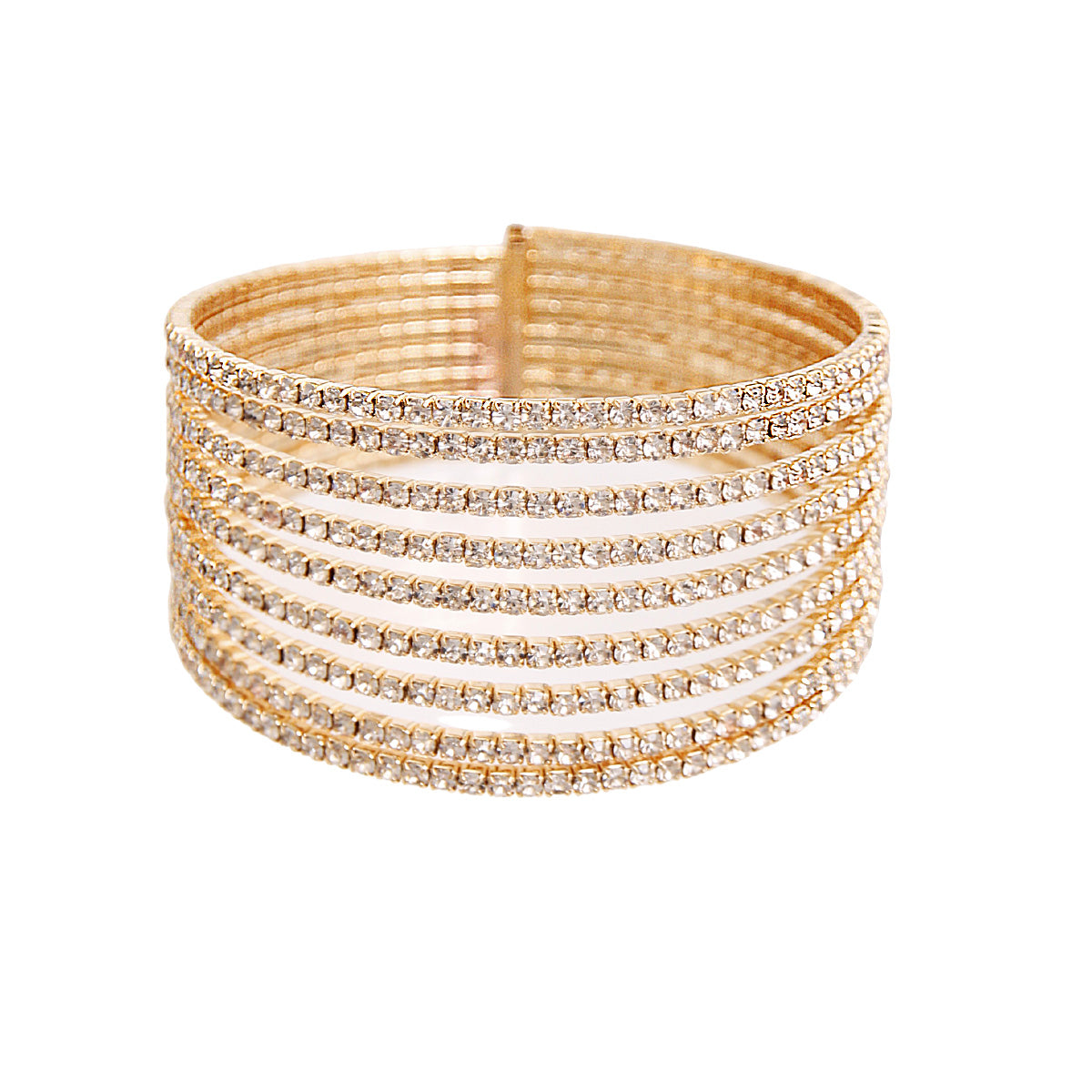 Gold 9 Line Rhinestone Bracelet