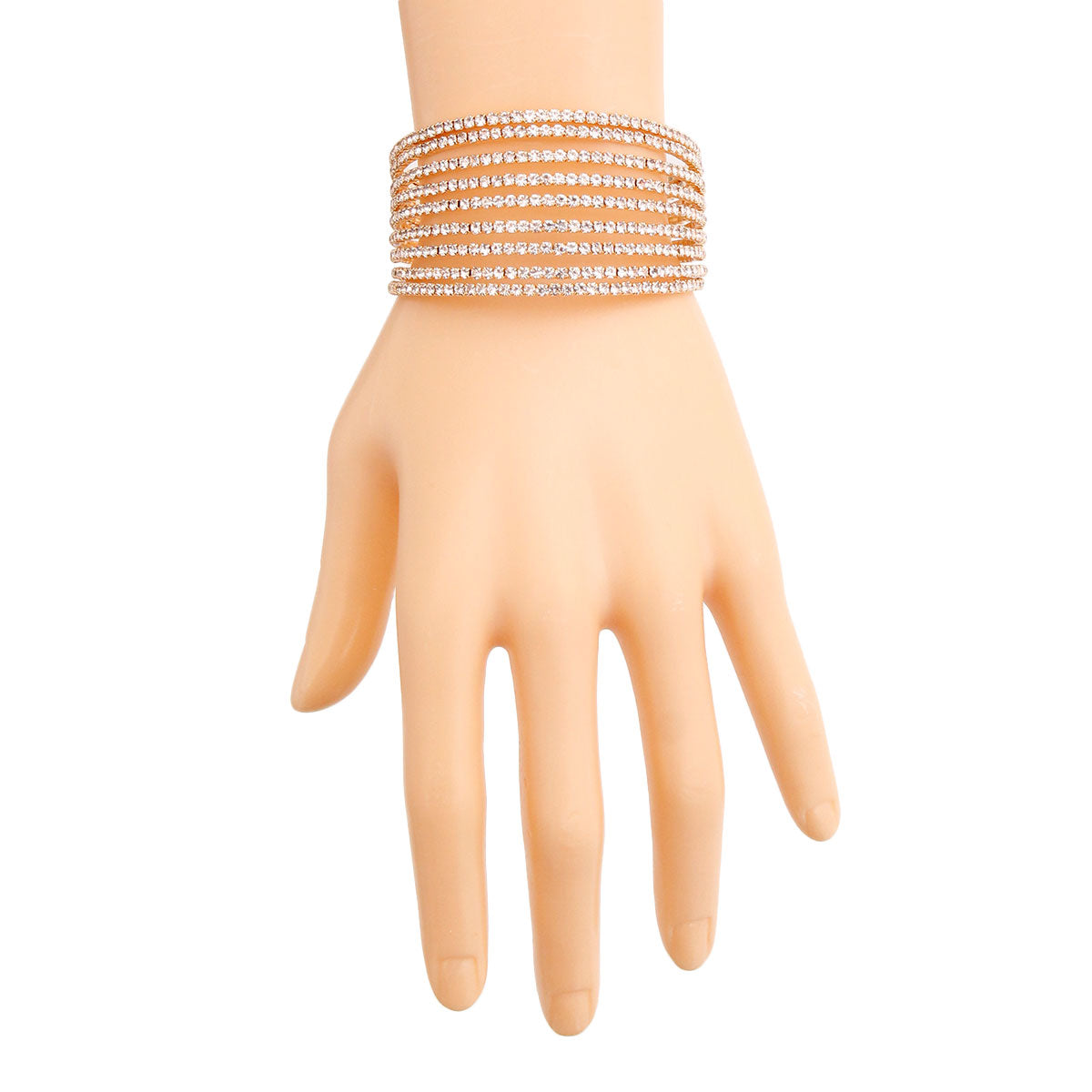 Gold 9 Line Rhinestone Bracelet