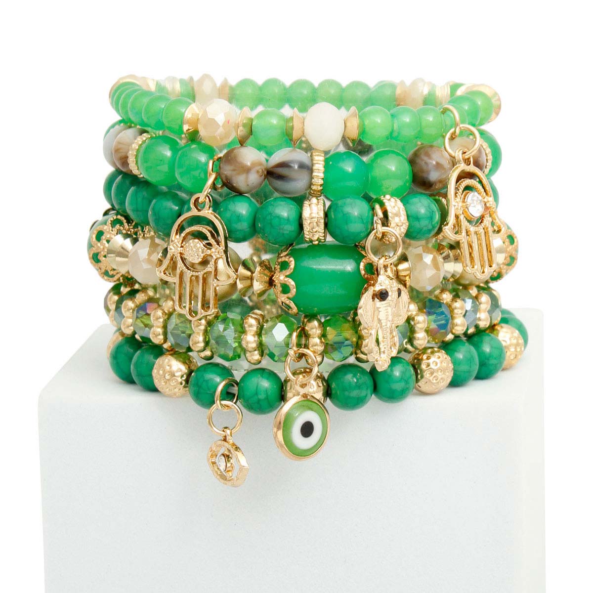 Green Hamsa Charm Bracelets