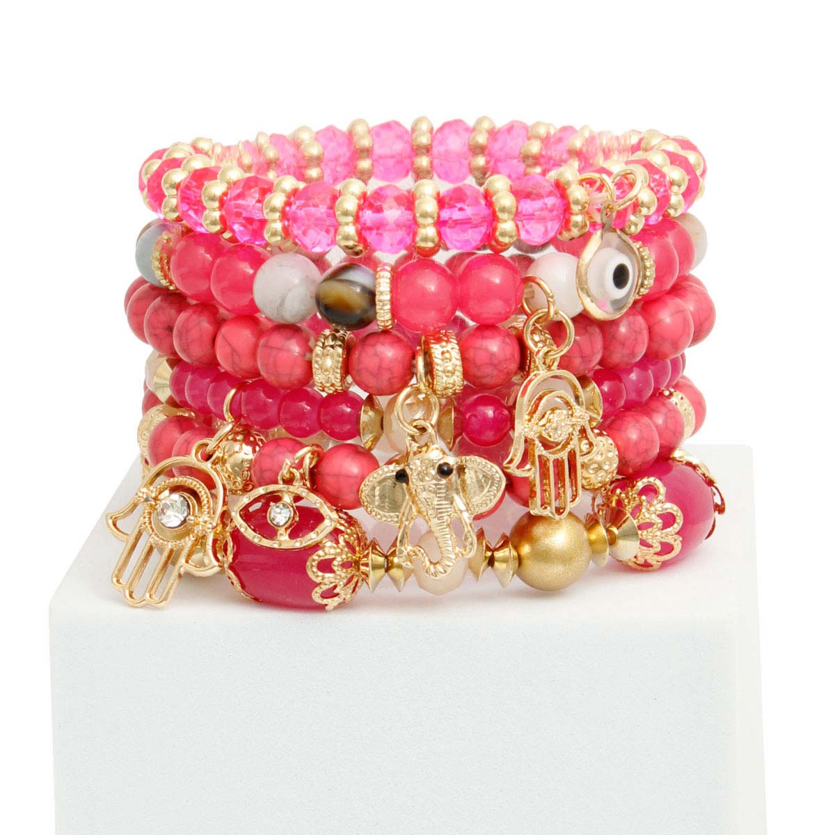 Pink Hamsa Charm Bracelets