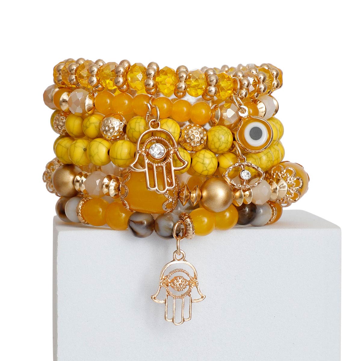 Yellow Hamsa Charm Bracelets