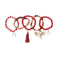 Wine Bead Elephant Charm Bracelet Set