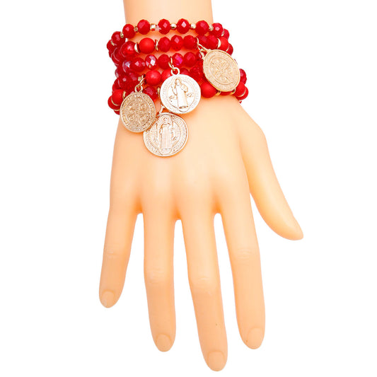 Red and Gold Religious Coin Bracelets