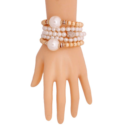 Gold and Cream Bubble Gum Pearl Bracelets